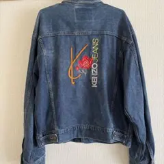 【激レア】90s KENZO JEANS デニムジャケット 北斎タグ刺繍Lサイズ