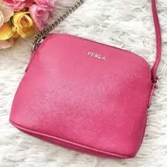 美品✨保存袋付 フルラ ショルダーバッグ オールレザー ピンク チェーン