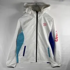 M*A様 UMBRO L ホワイト 青ウィンドブレーカー フード裏ボア ジップパ