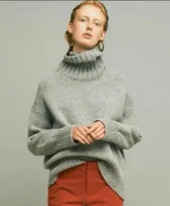 ギャルリーヴィー ファインウール タートルネックプルオーバーニット グレー S