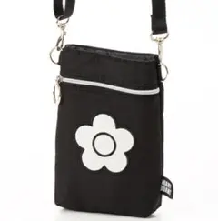 黒 花モチーフ スマホショルダーバッグ　マリークヮント