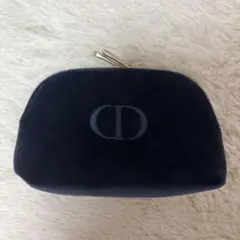新品　DIOR ロゴ ネイビー ベロア調 ポーチ