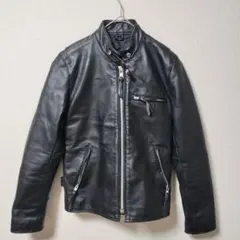 freedom フリーダムブラックレザー シングルライダースジャケット水牛革 L