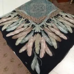 極美品 イタリー製 エレガンス 大判シルク シフォンスカーフ 約136×136㎝