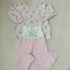 ベビーパジャマ 90cm ピンク くま　腹巻　年中素材　 綿100%