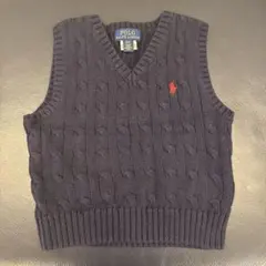 Polo Ralph Lauren ネイビー ケーブルニットベスト コットン