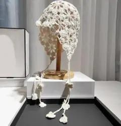 かぎ針編み クロシェフラワーモチーフニット帽 ボンネット アイボリー