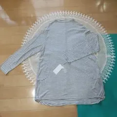 チュニック　ストライプ長袖（グレーとホワイト）ポートブレアー　日本製　新品未使用