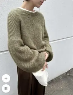 セレクトモカ　select MOCA クルーネックシャイニーニット　カーキ