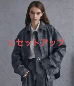 【Spielio】ヴィンテージライク合皮ブルゾン　合皮パンツ　L セットアップ