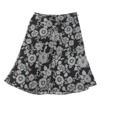 NATURAL BEAUTY 花柄フレアスカート 膝丈 軽量　S 黒