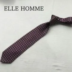 エルオム ネクタイ 小紋柄 紫色 レギュラータイ 絹 シック 日本製【イ194】
