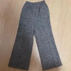 【タイムセール】女の子120cmグレー ワイドパンツ 前面ポケット付き