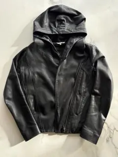 美品■Y-3　ムートンジャケット　ラムレザー　　裏ボア　レザーパーカー　ブラック 美品□Y-3 ムートンジャケット ラムレザー 裏ボア レザーパーカー