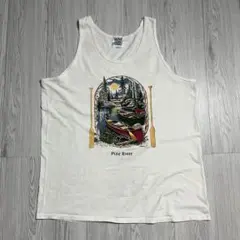 90s GILDAN タンクトップ パイン川 アートプリント ヴィンテージのサムネイル