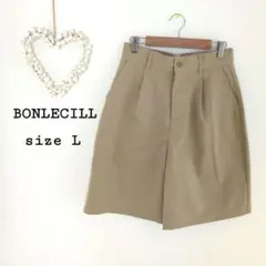 BONLECILL タック入りハイウエストチノパン ショートパンツ Lキャメル
