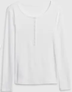 GAP モダンリブ　ヘンリーネックTシャツ　ホワイト　XS