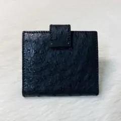 極上 希少　GUCCI グッチ　二つ折り　財布　コンパクト　オーストリッチ　黒
