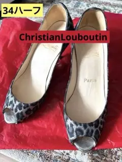 ChristianLouboutinレオパード柄オープントゥパンプス 34.5