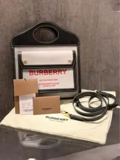 BURBERRY ショルダーバッグ キャンバス/レザー ブラック