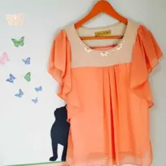 値下げ☆コーラルピンクのシフォン素材のトップス