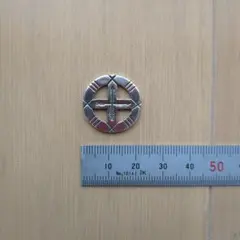 戦前アンティーク】明石製金庫 鍵穴カバー 菊紋 骨董 リペアパーツ
