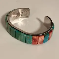 軽*剛様 インディアンジュエリー マルチインレイ バングル ターコイズ コーラル