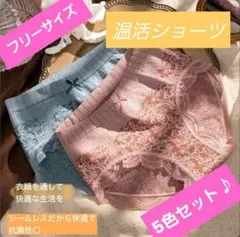 温活ショーツ　５色セット　シームレスタイプ　フリーサイズ　速乾性　抗菌性　快適
