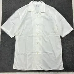 アキ 様専用　n75　ユニクロユー【M】白 無地 半袖 オープンカラーシャツ
