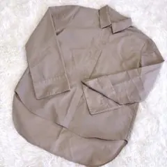 ベージュ 長袖シャツ 丸裾　大きいサイズ　袖口カットデザイン　L 隠ボタン　羽織