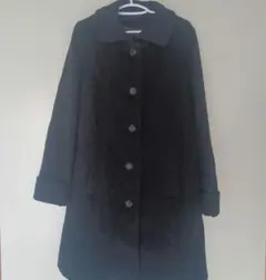 黒のレーヨン混合ロングコート サイズ38
