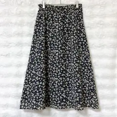 エヘカソポ 花柄 フレアスカート F ネイビー ロング フェミニン ウエストゴムのサムネイル