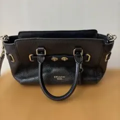 COACH ブラック レザー 2way ショルダーバッグ