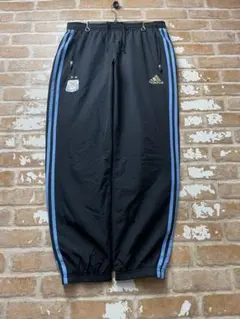 00s adidas アルゼンチン　ナイロンパンツ　刺繍　黒　トラックパンツ