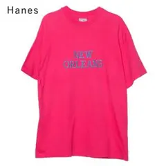 HANES 刺繍Tシャツ ピンク 古着のサムネイル