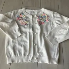 ホワイト 花柄刺繍 カーディガン メゾピアノ