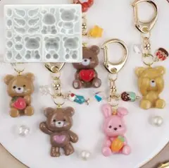 シリコンモールド くま うさぎ レジン型 ハンドメイド パーツ