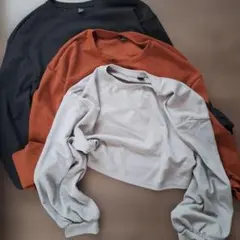 SHEIN EZwear カットソーTシャツ ドロップショルダー クロップド丈