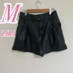 ZARA ザラ ブラック レザーショートパンツ M ポリ100%