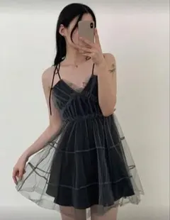 shein DAZY レースワンピース　キャミワンピース　ミニスカート　チュール