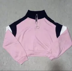 H&M　DIVIDED　ハーフジップ　スウェット ピンクトレーナー　スウェットのサムネイル