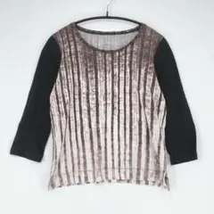 HIROKO KOSHINO ストライプ七分袖トップス