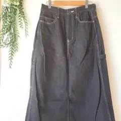 グローバルワーク『M』ホワイト ステッチ 黒 デニム タイト スカート