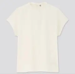 UNIQLO クレープジャージースタンドカラーT 半袖 L オフホワイトのサムネイル