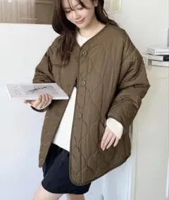 ノーカラーコート キルティングジャケット