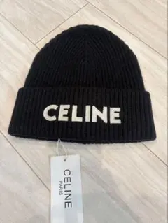 CELINE エンブロイダリー スタッズ ロゴ ビーニー ニットキャップ