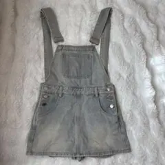 ライトグレー サロペット 前面ポケット付き