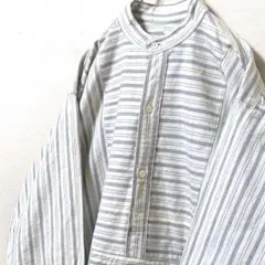 ストライプ シャツワンピース ホワイト 白 古着