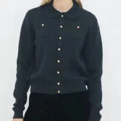 新品CABaN コットンカシミヤ レースコンビポケットカーディガン