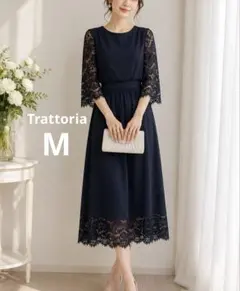 新品 Trattoria トラットリア レーススリーブ パーティードレス Mのサムネイル